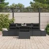 Sodo Sofų Rinkinys su pagalve su saugykla 5 pcs Juoda