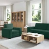 Sofa 3 dalių sofos komplektas su pagalvėlėmis, tamsiai žalias, aksomas