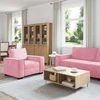 Sofa 3 dalių sofos komplektas su pagalvėlėmis, rožinis aksomas