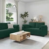 Sofa 3 dalių sofos komplektas su pagalvėlėmis, tamsiai žalias, aksomas