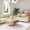 Sofa 3 dalių sofos komplektas su pagalvėlėmis, kreminės spalvos audinys