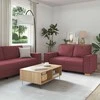 Sofa 3 pcs Vyno raudona 220 x 80 x 84 cm Lino mišinio audinys
