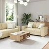 Sofa 3 pcs Kreminė 220 x 80 x 84 cm Lino mišinio audinys
