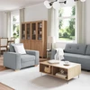 Sofa 3 vnt. Šviesiai pilka Lino mišinio audinys