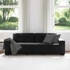 Sofa 3 vnt. Tamsiai pilka Lino mišinio audinys