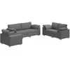Sofa 3 pcs Tamsiai pilka 219 x 80 x 82 cm Lino mišinio audinys