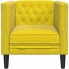 Sofa Chesterfield krėslas, geltonos spalvos, aksomas