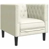 Sofa Chesterfield krėslas, kreminės spalvos, aksomas