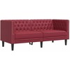 Sofa Chesterfield sofų komplektas, 2 dalių, raudonojo vyno spalvos