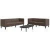 Sofa Chesterfield sofų komplektas, 2 dalių, rudas, dirbtinė oda