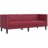Sofa Chesterfield sofų komplektas, 2 dalių, raudonojo vyno spalvos