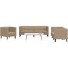 Sofa Chesterfield sofų komplektas, 3 dalių, kapučino, dirbtinė oda