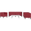 Sofa Chesterfield sofų komplektas, 3 dalių, raudonojo vyno spalvos