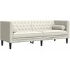 Sofa Chesterfield sofų komplektas su pagalvėlėmis, 3 dalių, kreminė