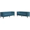 Sofa Chesterfield sofų komplektas su pagalvėlėmis, 2 dalių, mėlynas