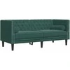 Sofa Chesterfield sofų komplektas su pagalvėlėmis, 3 dalių, žalia