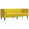 Sofa Chesterfield sofų komplektas su pagalvėlėmis, 3 dalių, geltonas