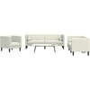 Sofa Chesterfield sofų komplektas su pagalvėlėmis, 3 dalių, kreminė