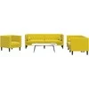 Sofa Chesterfield sofų komplektas su pagalvėlėmis, 3 dalių, geltonas