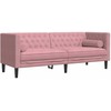 Sofa Chesterfield sofų komplektas su pagalvėlėmis, 3 dalių, rožinis