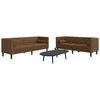 Sofa Chesterfield sofų komplektas su pagalvėlėmis, 2 dalių, rudas