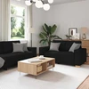 Sofa Dviejų dalių sofos komplektas su pagalvėlėmis, juodas audinys
