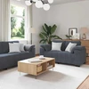 Sofa Dviejų dalių sofos komplektas su pagalvėlėmis, tamsiai pilkas, aksomas
