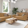 Sofa Dviejų dalių sofos komplektas su pagalvėlėmis, rudas aksomas