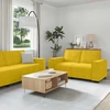 Sofa Dviejų dalių sofos komplektas su pagalvėlėmis, geltonas aksomas