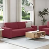 Sofa Dviejų dalių sofos komplektas su pagalvėlėmis, vyno raudonumo audinys