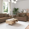 Sofa Dviejų dalių sofos komplektas su pagalvėlėmis, rudas audinys