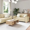Sofa Dviejų dalių sofos komplektas su pagalvėlėmis, kreminės spalvos audinys
