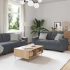Sofa Dviejų dalių sofos komplektas su pagalvėlėmis, tamsiai pilkas, aksomas