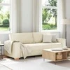 3-Vietis Sofa Smėlio 220 cm Lino mišinio audinys