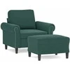 Sofa Krėslas su pakoja, tamsiai žalios spalvos, 60cm, aksomas