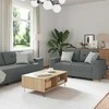 Sofa 3 pcs Tamsiai pilka 221 x 80 x 80 cm Lino mišinio audinys