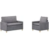 Sofa Sofos komplektas 2 pcs Šviesiai pilka Poliesteris