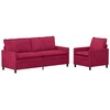 Sofa Sofos komplektas 2 pcs Vyno raudona Aksomas