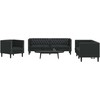 Svetainės sofa 3 vnt. Juoda Dirbtinė oda
