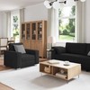 Sofa 3 pcs Juoda 219 x 80 x 82 cm Lino mišinio audinys
