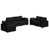 Sofa 3 pcs Juoda 219 x 80 x 82 cm Lino mišinio audinys