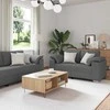 Sofa 3 pcs Tamsiai pilka 219 x 80 x 82 cm Lino mišinio audinys