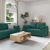 Sofa 3 pcs Tamsiai žalia 219 x 80 x 82 cm Lino mišinio audinys