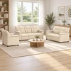 Sofa Sofos komplektas 3 vnt. Kreminė Dirbtinė oda