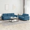 Sofa Sofos komplektas su pagalvėlėmis, 2 dalių, mėlynas, aksomas