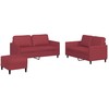 Sofa Sofos komplektas su pagalvėlėmis, 3 dalių, vyno, dirbtinė oda