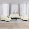 Sofa Sofos komplektas su pagalvėlėmis, 4 dalių, kreminis, aksomas
