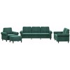 Sofa Sofos komplektas su pagalvėlėmis, 4 dalių, žalias, aksomas