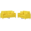 Sofa Sofos komplektas su pagalvėmis, 2 dalių, geltonas, audinys