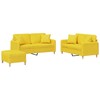 Sofa Sofos komplektas su pagalvėmis, 3 dalių, geltonas, audinys